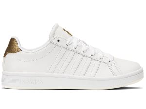 K-Swiss Court Tiebreak Lifestyle Skor Dam Vita Guld | 269-LJYSDG