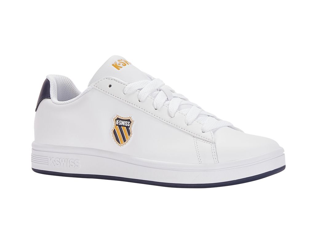 K-Swiss Court Shield Lifestyle Skor Herr Vita Marinblå Orange Guld | 840-BVAYKE