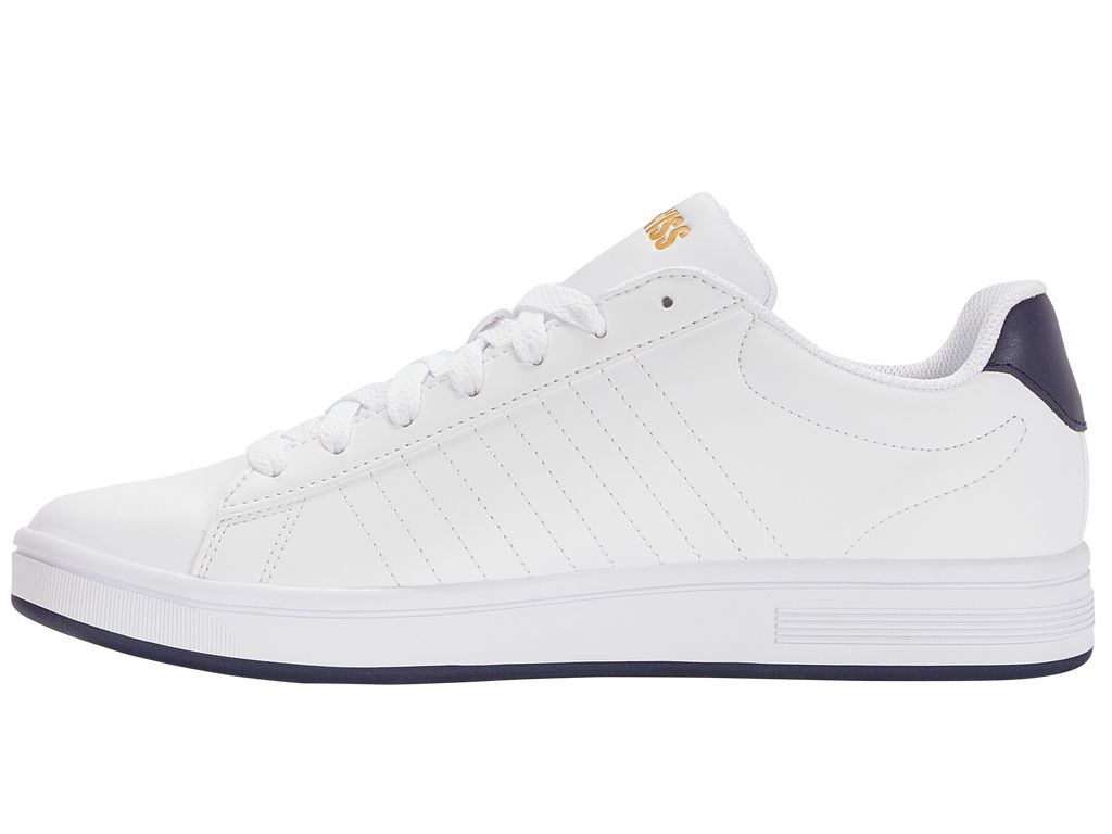 K-Swiss Court Shield Lifestyle Skor Herr Vita Marinblå Orange Guld | 840-BVAYKE