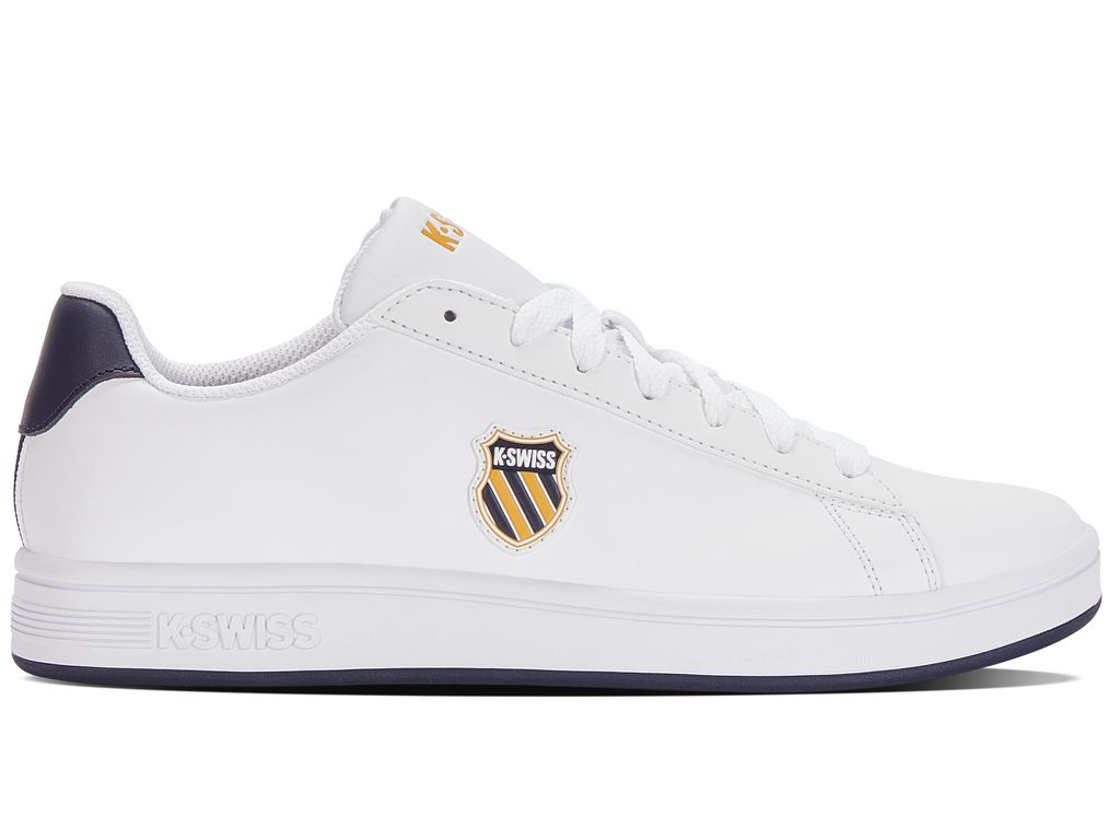 K-Swiss Court Shield Lifestyle Skor Herr Vita Marinblå Orange Guld | 840-BVAYKE