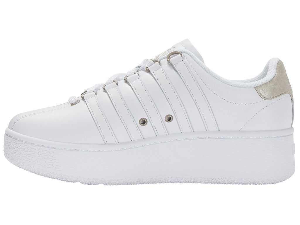 K-Swiss Klassiska Vn Platform Lifestyle Skor Dam Vita Guld | 216-BFJAWP